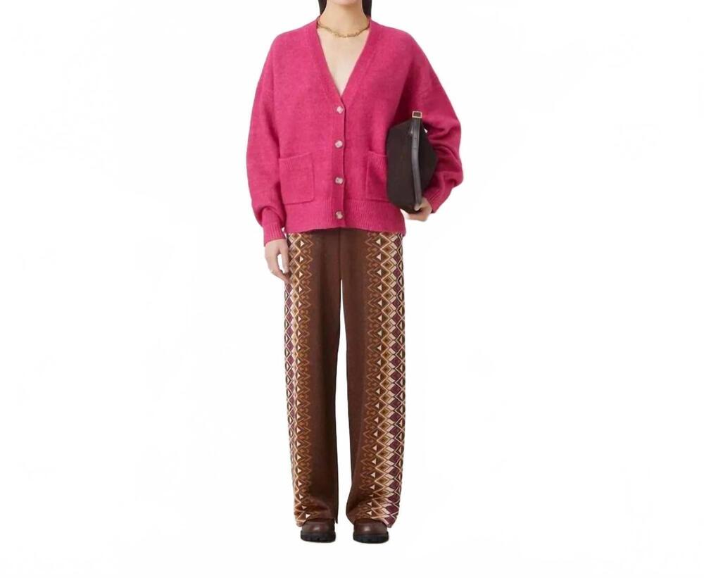 NEW SUNCOO gaely long sleeve cardigan in fuchsia